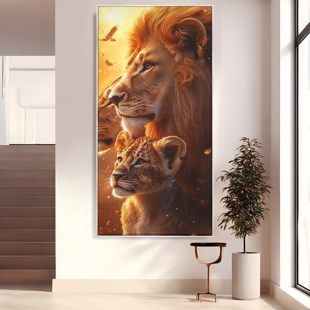 Tablou canvas cu tablou canvas cu lei in amurg, in rama de aluminiu argintiu